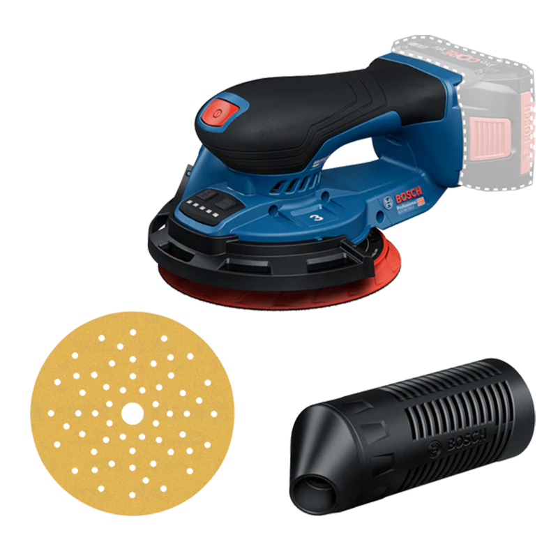 BOSCH Random Orbit Sander GEX 18V-150-3 (Body Only, 1X C470 SHEET, DUST BOX, GUARD RING, Carton) 0601372904