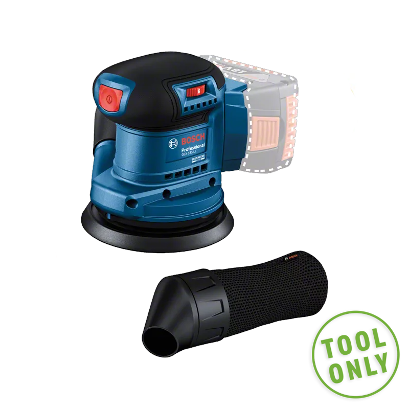BOSCH Random Orbit Sander GEX 185-LI (Body Only, Dust Bag, Carton) 06013A5020