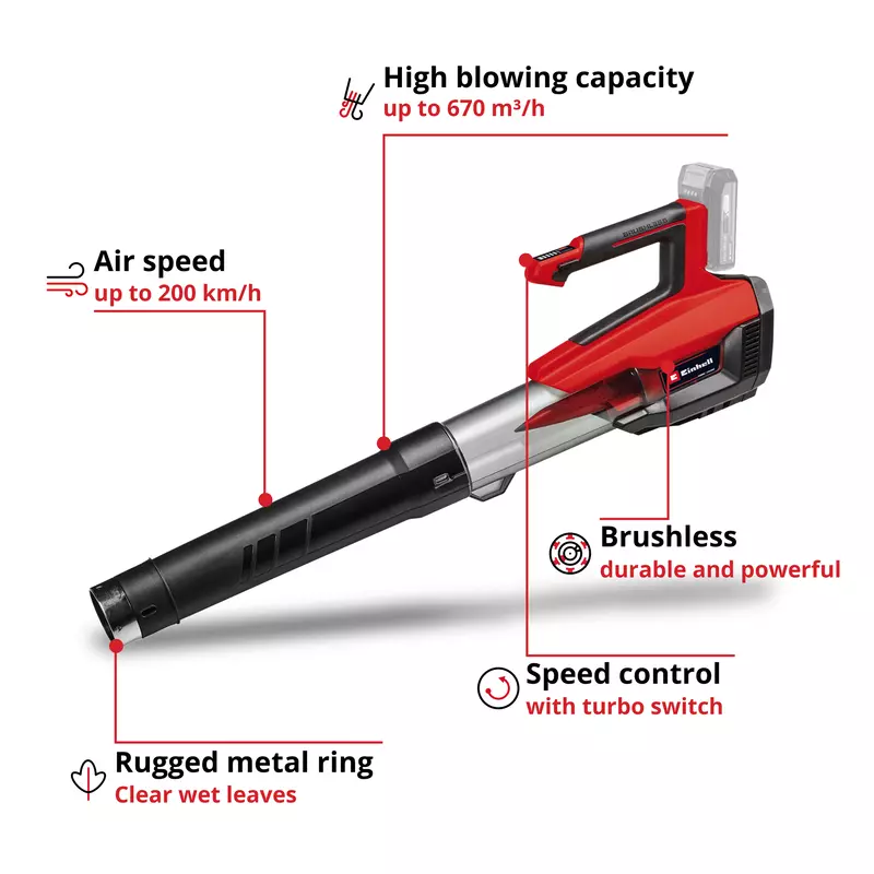 Einhell GP-LB 18/200 Li E-Solo PXC 18V Cordless Professional Brushless Leaf Blower Kit 3433555