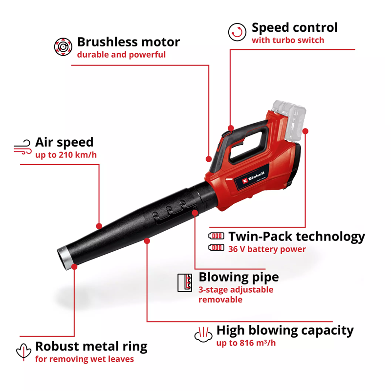 Einhell GP-LB 36/210 Li E-Solo PXC 36V Cordless Professional Brushless Leaf Blower (Body) 3433620