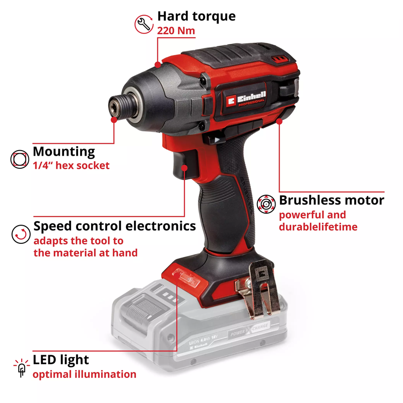Einhell TP-CI 18/220 Li BL - Solo PXC 18V 220NM Professional Brushless Impact Driver (Body) 4510085