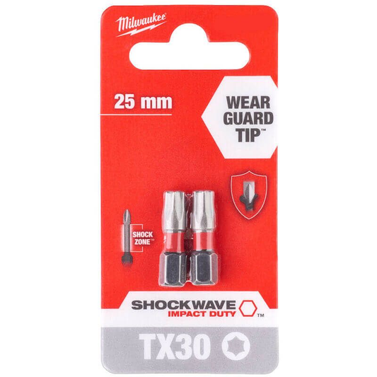 Milwaukee Screwdriving Bit Set TX30 25mm-2pc 4932472046