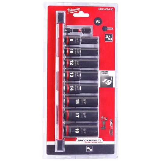 Milwaukee Socket Set 3/8" DEEP 9pc 4932480455