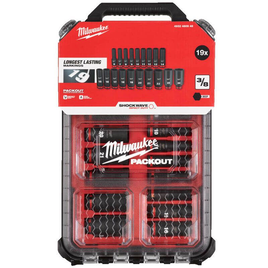 Milwaukee Packout 19pc Impact Socket Set 3/8" 4932480946