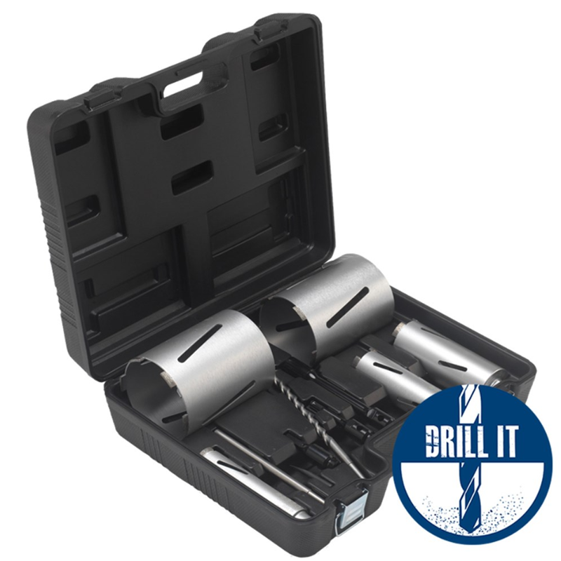 DURO 5PC DIAMOND DRY CORE KIT - 42,52,65,117,127MM + ACC