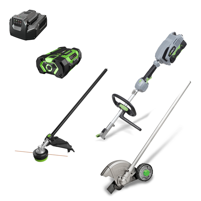 EGO STA1600 Line Trimmer + EA0800 Edger Attachment + 56V Powerhead PH1420E Kit (2.5Ah + Charger)