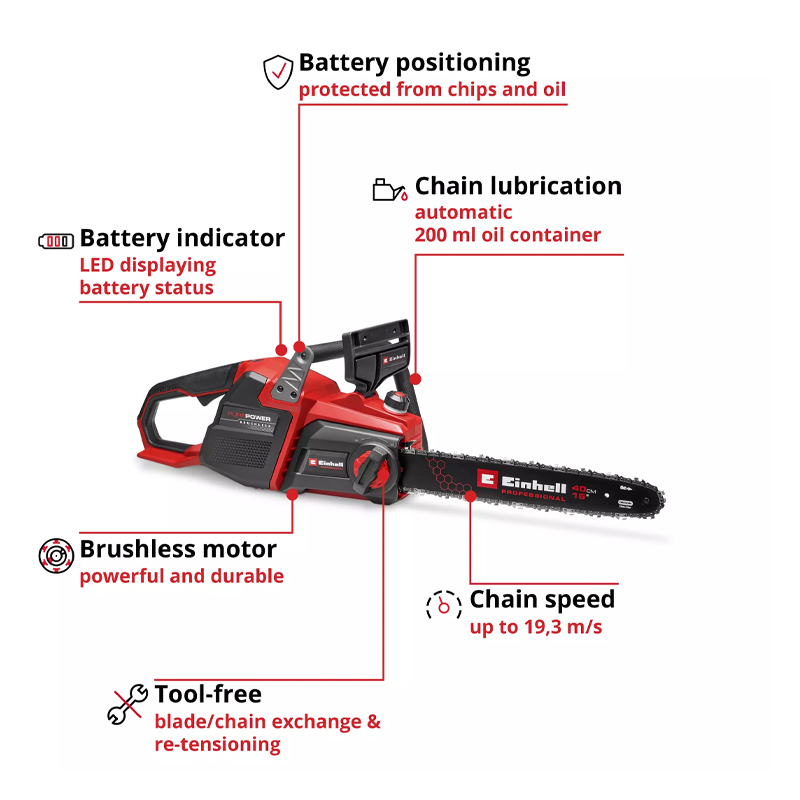 Einhell GP-LC 36/40 Li BL-Solo PXC 36V Cordless Professional Brushless Chainsaw 40cm (Body) 4600050
