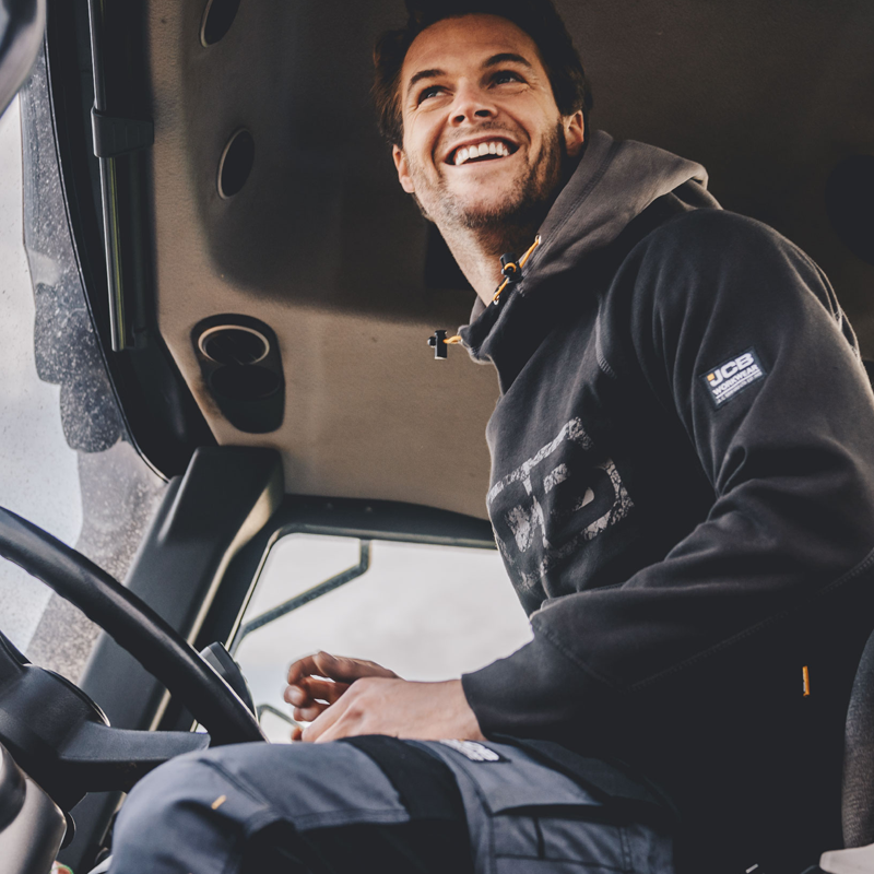 JCB Horton Hoodie Black/Grey (Sizes Small-3XL)