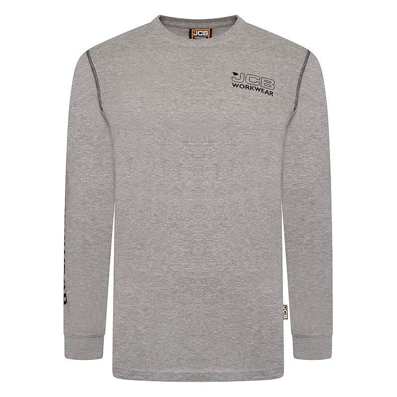 JCB Workwear Banner Long Sleeve T-Shirt Grey (Sizes Small-3XL)