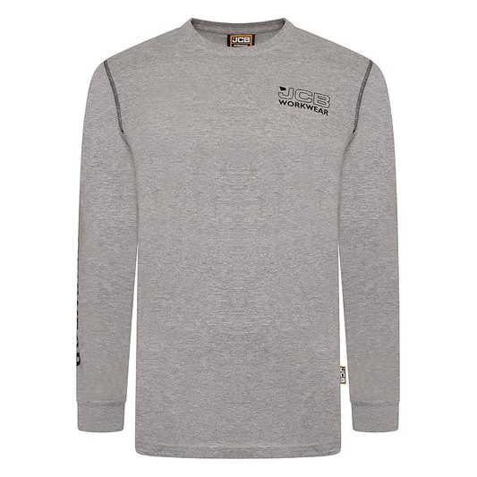 JCB Workwear Banner Long Sleeve T-Shirt Grey (Sizes Small-3XL)