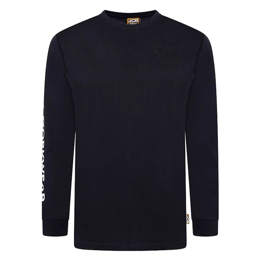 JCB Workwear Banner Long Sleeve T-Shirt Black (Sizes Small-3XL)