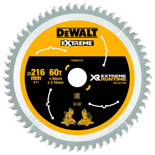 Dewalt Extreme Runtime Saw Blade 216mm X 30mm X 60T DT99570-QZ