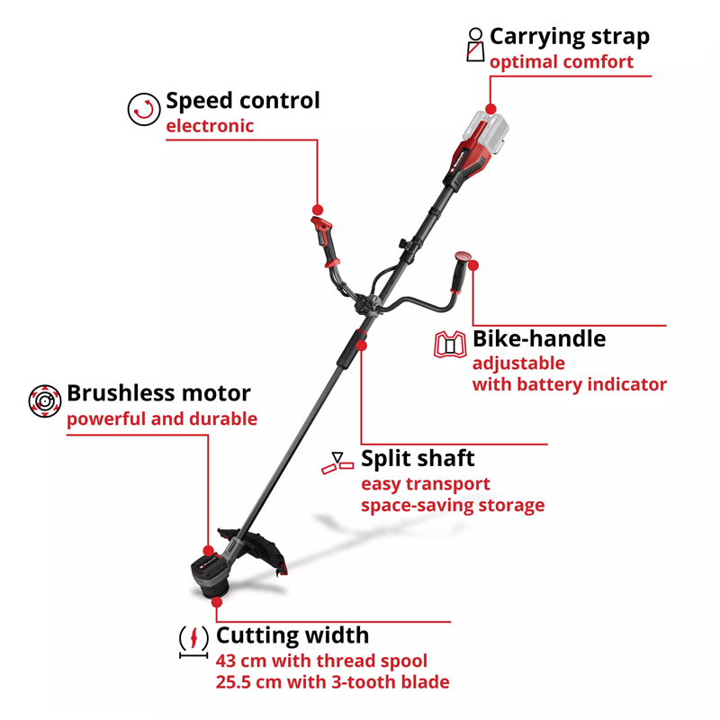 Einhell GP-BC 36/430 Li BL-Solo PXC 18V Cordless Professional  Brushless Brushcutter 25.5-43cm Cutting Width Kit 3411340