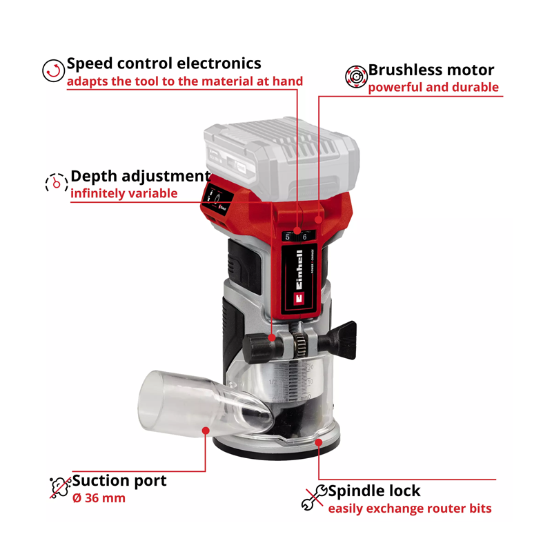 Einhell TP-ET 18 Li BL - Solo PXC 18V Professional Brushless Palm/Trim Router Kit 4350412