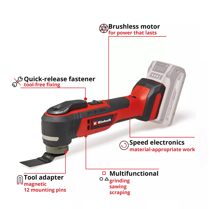 Einhell TP-MG 18 Li BL - Solo PXC 18V Professional Brushless Multi Tool 4465190 Kit