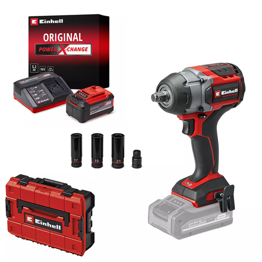 Einhell TP-CW 18/750-C Li BL - Solo PXC 18V 750NM Professional Brushless 3 SPEED Compact Impact Wrench Kit (5.2Ah & Charger) 4510065