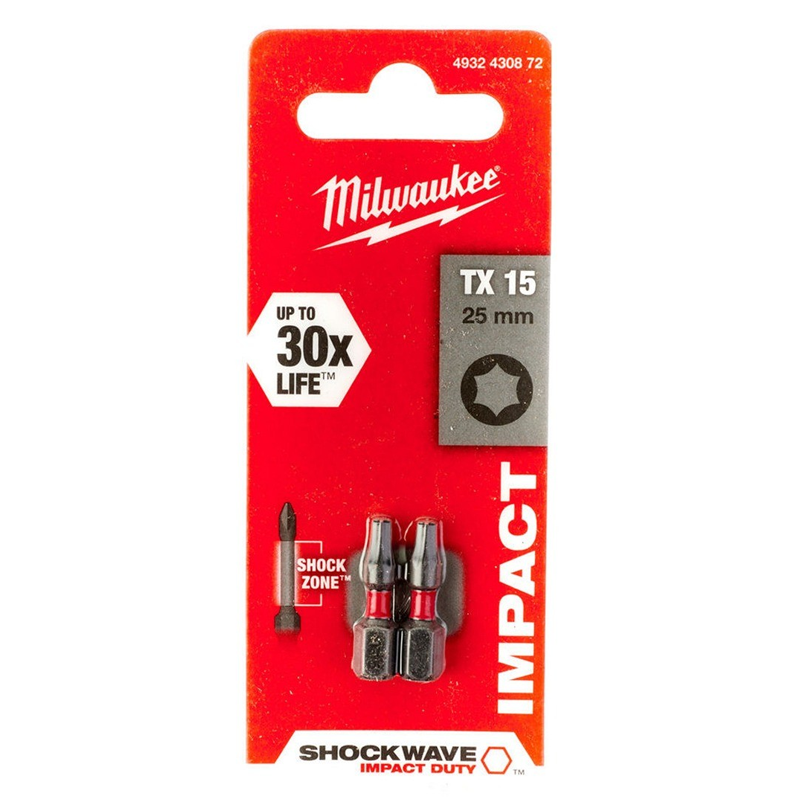 Milwaukee SW Impact Bit TX15 X 25mm PKT2 4932430872