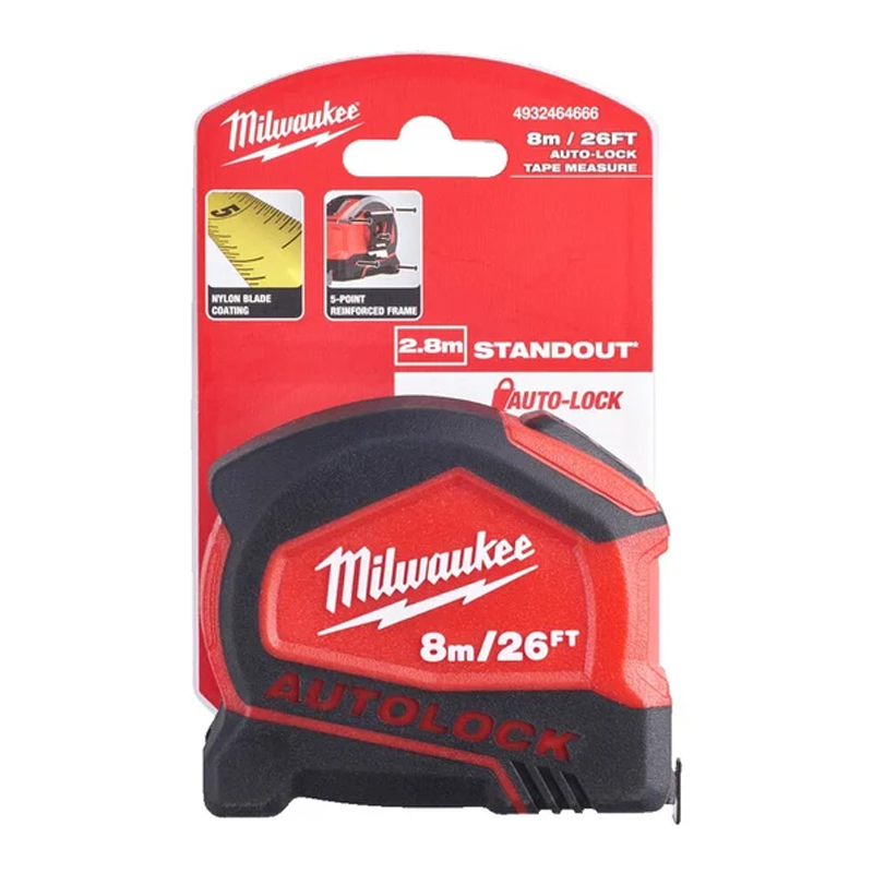 Milwaukee 8M 26ft Auto Lock Tape Measure 4932464666