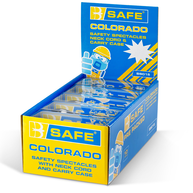 B-safe Colorado Safety Spectacles w/ Neck Cord Box of 10