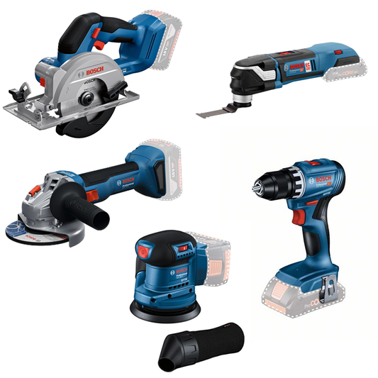 Bosch 18V 5pc Body Only Bundle (Multi Tool, Combi Drill, Circular Saw, Sander, Angle Grinder)
