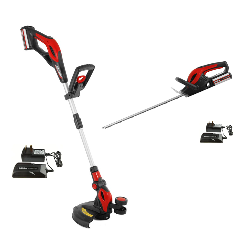 Cobra 24V 2pc Bundle (Grass Trimmer, Hedge Trimmer, 2 Batteries, 2 Chargers)
