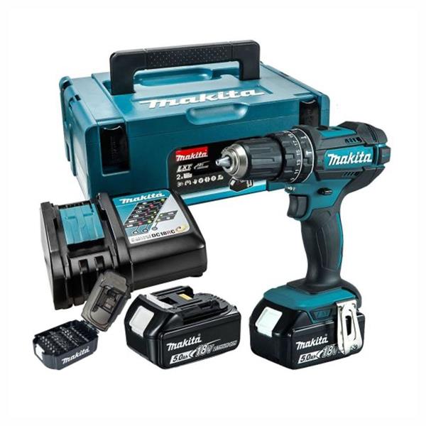 Makita DHP482JX14 18V Combi Drill w/ 2x 5Ah & Fast Charger