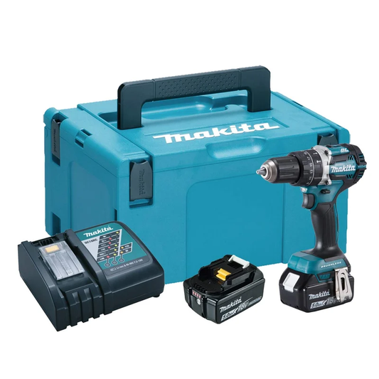 Makita DHP484RTJ LXT 18V Brushless Combi Drill with 2x 5.0Ah Batteries, Charger & MakPac