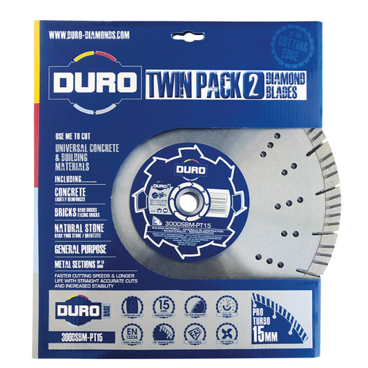 Duro Base 300mm x 20 Building Material Dia Blade Twin Pack