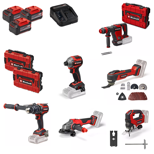 Einhell 6pc 18V Power Tool Bundle (3x 5.2Ah Batteries & Charger)