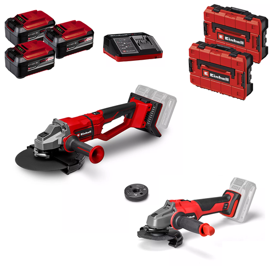 Einhell Grinder Twinpack (36V 230mm, 18V 115mm, 3x 5.2Ah Batteries & Charger)