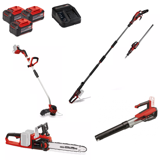 Einhell 4pc Garden Power Tool Bundle (3x 5.2Ah Batteries & Charger)
