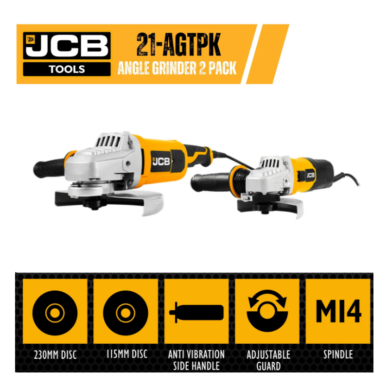 JCB 21-AGTPK-P 600W 240V Angle Grinders Twin Pack