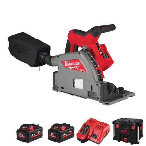 Milwaukee M18FPS55-552P M18 Fuel Plunge Saw c/w 2x5Ah Batteries