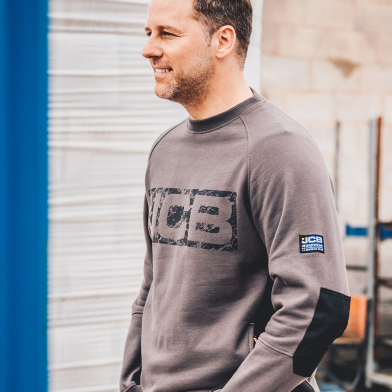 JCB Workwear Trade Crewneck Sweatshirt Grey (Sizes Small-2XL)