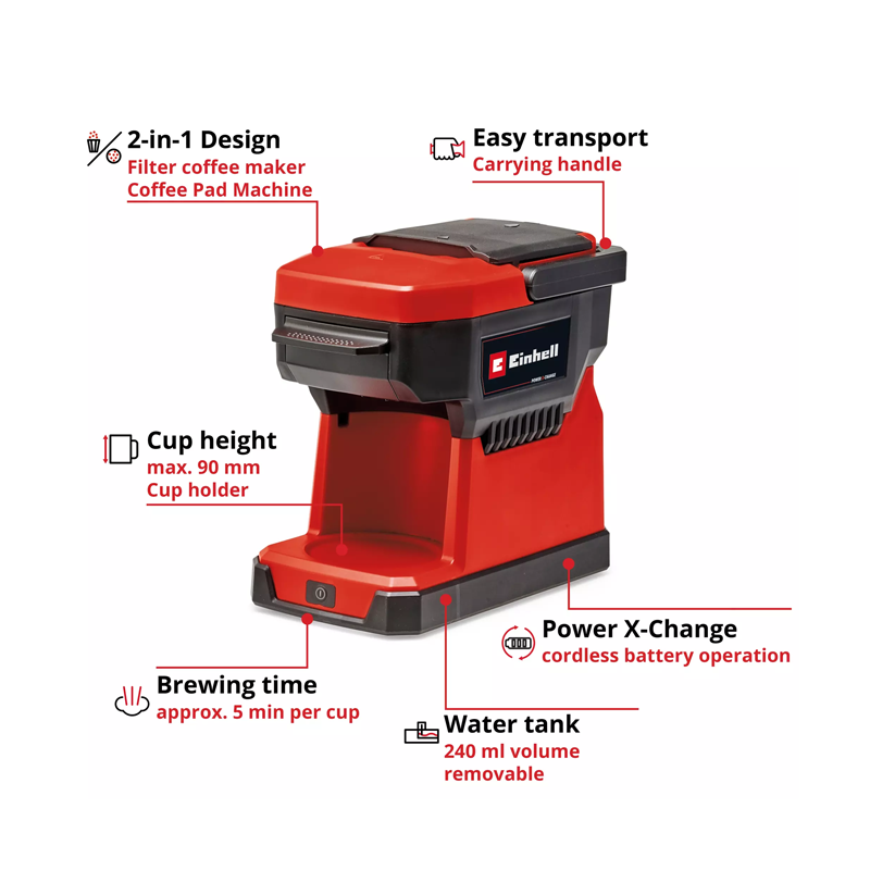 Einhell TE-CF 18 Li-Solo PXC 18V Cordless Coffee Maker Kit 4609990
